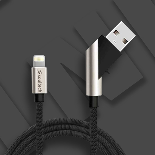 Soultech 2.4A Iphone 5/6/7/8 Moveable Fast Platinum Data Kablo Siyah - DK026S